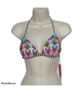 NWT Hula Honey Halter Push-Up Bikini Swimsuit Top Small Multicolor Padded  - $21.78