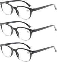 3 Pack Round Stylish Reading Glasses w/Spring Hinge Fashion Glasses +1.00 Black - £14.23 GBP