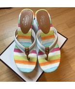 New Coach Sandal Thong Heel Felicite Watercolor multi Size 8M Shoes - £73.56 GBP