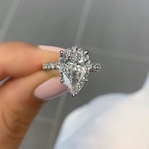 3CT Pear Shaped Moissanite Engagement Ring Pear Diamond Wedding Ring, 925 silver - £103.11 GBP