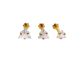 22ct Yellow Gold &amp; Cubic Zirconia Nose Studs/Nose Pin (2.5MM/3.5MM/4.0MM) - $53.14+