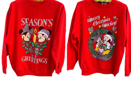 Vintage Walt Disney Company Christmas Graphic Front Back Sweatshirt Large - £69.98 GBP