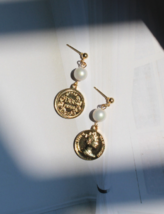 Euro-american style Baroque metal figure coin earrings female temperament  - £15.46 GBP