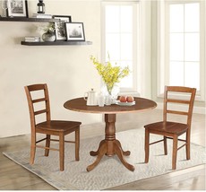 Distressed Oak 42&quot; Dual Drop Leaf Pedestal Dining Table And Chairs By - £463.61 GBP