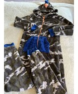 Tucker Tate Boys Green Green Camouflage Hooded Fleece Long Sleeve Pajamas 10-12 - $14.70