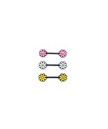 Daisy Flower Nipple Rings, Barbell, Surgical Steel, 14-gauge, Pink, Yellow, Whit - $9.99