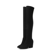 Women Boots Spring Autumn Over The Knee Boots Stretch Fabrics Sexy Pointed Toe F - £65.57 GBP