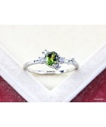 Dainty Green Tourmaline Statement ring, Natural gemstone ring, 925 silver - £25.18 GBP