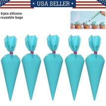 5 Size Silicone Pastry Icing Reusable Piping Cream Bags Cake Decorating Diy Tool - £19.76 GBP