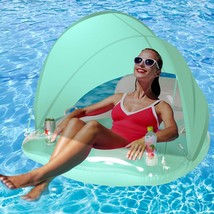 Float Joy Pool Floats With Canopy For Adults Inflatable Lake Pool Floati... - £32.36 GBP