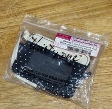 New Thirty One Canvas Crew Coin Purse Natural With Navy Blue Swiss Dot - $19.79