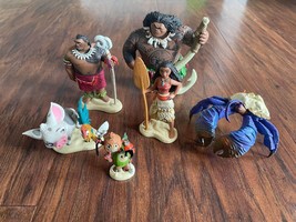 Disney Store Moana PVC Figure Play Set 6 Figurines Cake Topper Toy 3.5&quot; - £11.76 GBP