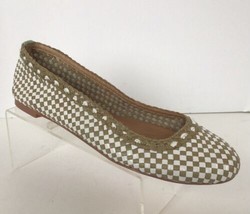 New Jack Rogers Woven Leather Olive Green/White Slip On Flats (Size 7 M) - £31.59 GBP