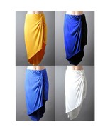 Womens Stretch Pleated Casual Draped Sexy High Front Slit Asymmetric Ski... - $9.99