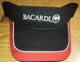 Bacardi Rum Embroidered Logo Visor Hat (Black / Red, Adjustable) - $6.00