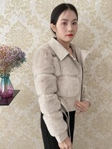 RR1485 Faux Coats with PU Leather Wholeskin Eco Jacket Outwear Women Winter Slim - £57.64 GBP