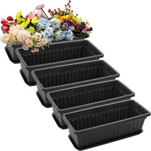 Fasmov 5 Pack 17 Inches Flower Window Box Plastic Vegetable Planters with Trays - £36.15 GBP