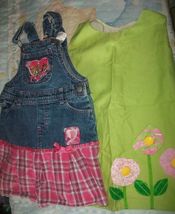 Disney overalls dress &amp; Green Dress girls Sz 5T - $19.99