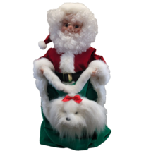 Santas Best Animated Santa Barking Puppy Dog in Sack Bag Christmas Vtg 26 in - £94.16 GBP