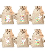 48 Pcs Easter Burlap Bags with Bunny Tag 4 x 6 Inch Easter Candy Bags Bu... - £23.66 GBP