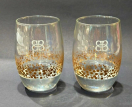 Baileys Irish Cream Lowball Tumblers Clear Glasses 22K Gold Confetti Dot... - $13.44