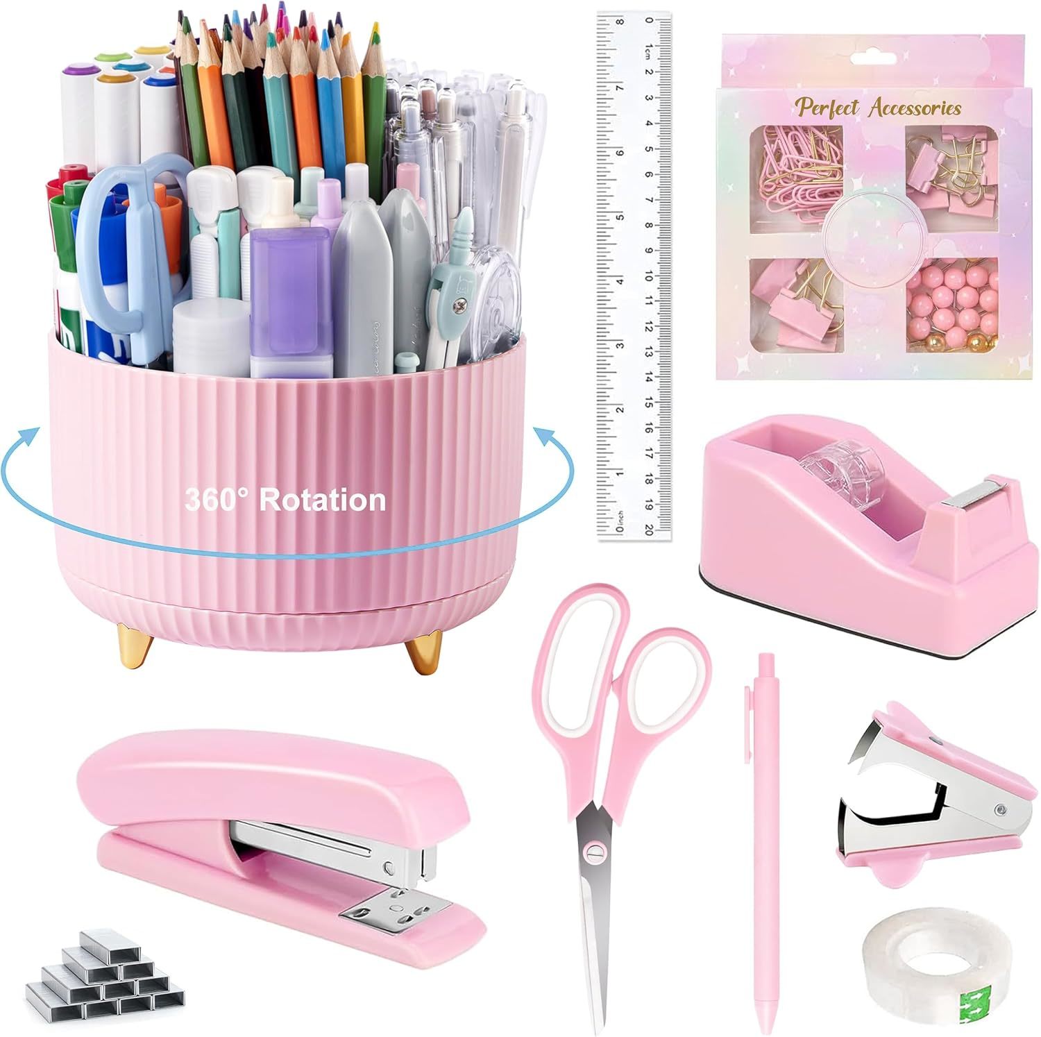 Pen, Scissors, Tape Dispenser, Staple Remover, Tape Dispenser, Clip Set,... - $35.99