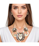 Necklace Gold Leopard Circular Bib for Women - $29.25