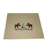 Vintage Completed Needlepoint Canvas Happy Holidays Reindeer 1997 13.5 x... - £8.55 GBP