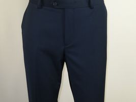 Men Flat Front Suit Separate Pants Slim Fit Soft light Weight Slacks 201-19 Navy image 6