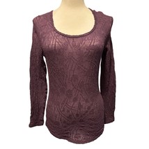 Georgiou Studio Vintage Purple Long Sleeve Lace Top Stretch Wool Blend - $29.97