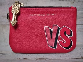 Victoria&#39;s Secret VS Red Coin Purse Mini Zip Bag with Gold Arrow Zip 4 7/8&quot; - £13.30 GBP