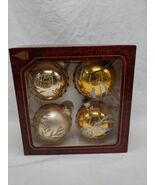 Vintage Christmas Ornaments By Krebs (4) Gold Round Glitter - $227.60 MXN