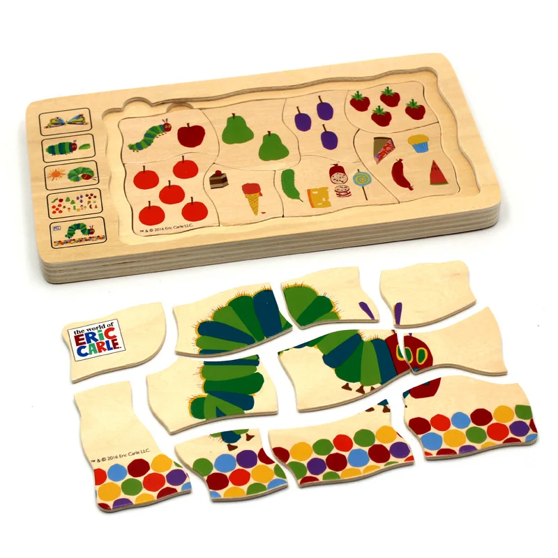 Play Wooden Puzzle Play Set Montessori Multilayer Caterpillar Early Hungry Cater - £59.14 GBP