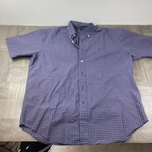 Ralph Lauren Shirt Mens M Short Sleeve Purple Check Button 100% Cotton B... - £7.49 GBP