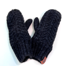 Winter Glove Knit Mitten Cozy Lining Thick Warm Soft Charcoal Black - £7.55 GBP