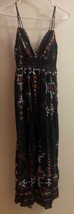Ganji LA Women’s Maxi Dress 48” Long Size L Navy With Print Bust 38” - $11.40
