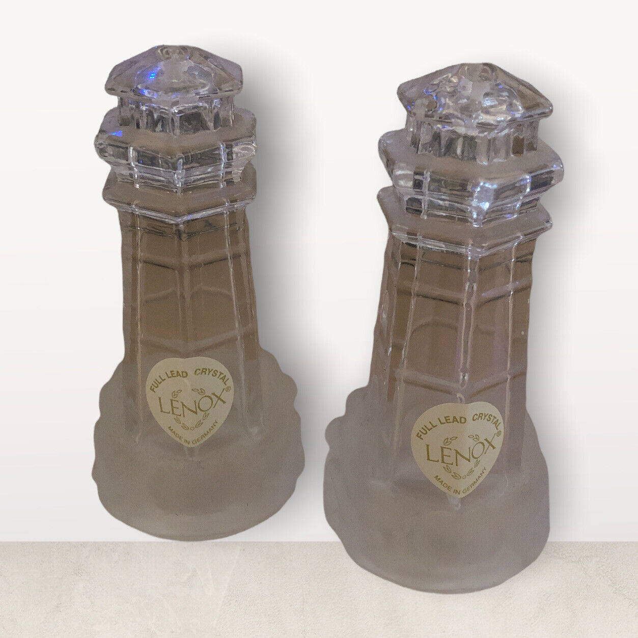Crystal Glass Lennox Lighthouse Salt and Pepper Shaker Set - $23.50