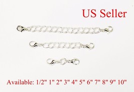 Silver Plated Necklace / Bracelet Extender Chain Double Loops Chain  with lock - £2.42 GBP