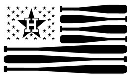 Baseball Bat American Flag Houston Decal Sticker Car Cup Flag Astros H star - £4.67 GBP+