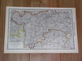 1908 Original Antique Map Of Austrian Tyrol / Tirol Italy / Austria - £21.93 GBP