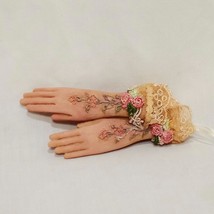 Gloved Hands Christmas Ornament 1990 Pink Roses Ivory Lace Victorian Style 4&quot; - £22.31 GBP