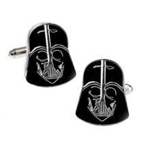 DARTH VADER CUFFLINKS Star Wars Movie Villain Dark Side Black Mask w GIF... - $11.95