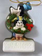 Vintage Schmid Annual Walt Disney Goofy Mickey Ornament Happy Holidays 1981 - £31.53 GBP