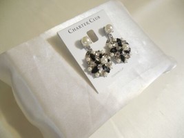 Charter Club Silver-Tone Crystal Kiska Pearl Cluster Clip-On Earrings B908 $44 - £12.34 GBP