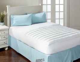 3-Zone Support Mattress Pad Twin White Polyester Microfiber Fill Attached Skirt - £38.07 GBP