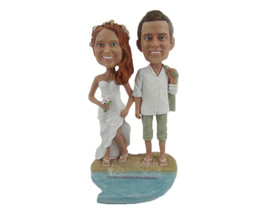 Custom Bobblehead Destination Wedding Couple On A Beach Front - Wedding &amp; Couple - £119.52 GBP