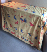 April Cornell 50&quot; x 50&quot; Square Colorful Tablecloth Roosters Chickens - $34.99