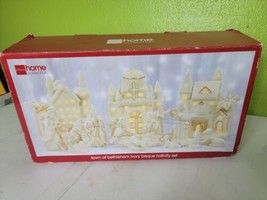 JC Penny Home Collection Town of Bethlem Ivory Bisque Nativity Complete In Box - $150.23