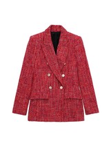 ZATRHMBM 2022 Women Fashion Texture Double Breasted Blazer Vintage Long ... - £143.42 GBP