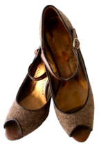 Peep Toe Pumps Brown Tweed-Type Fabric Women PREDICTIONS 8 1/2 - $9.89